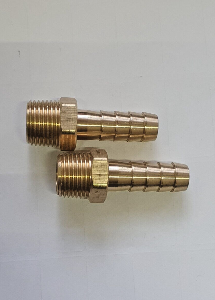 1/8 Bsp X 3/16"" = 5mm Dia   Brass hose tail Pack of 2