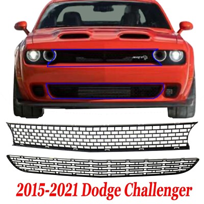 upper & lower Grille Grill For Dodge Challenger 2015-2021 CH1036146 CH1200399 2p