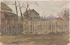 Vladimir Novak (1938-2008) "Village Motive", Oil Painting, 1952 (1)