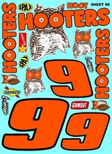 WHITE VINYL RACING Sticker SHEET 96 Hooters-R/C MODEL Die-cut-Decals 1/12-1/10