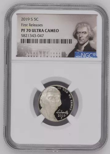 $$$$$  2019 S 5C First Release Jefferson ULTRA CAMEO PF70 NGC Graded Coin $$$$$
