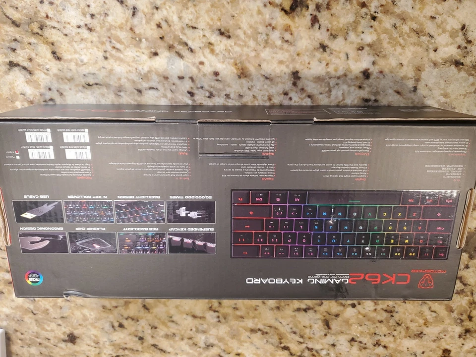 Motospeed CK62 Gaming Keyboard White w Red Switch RGB Barely Used - Image 2 of 4