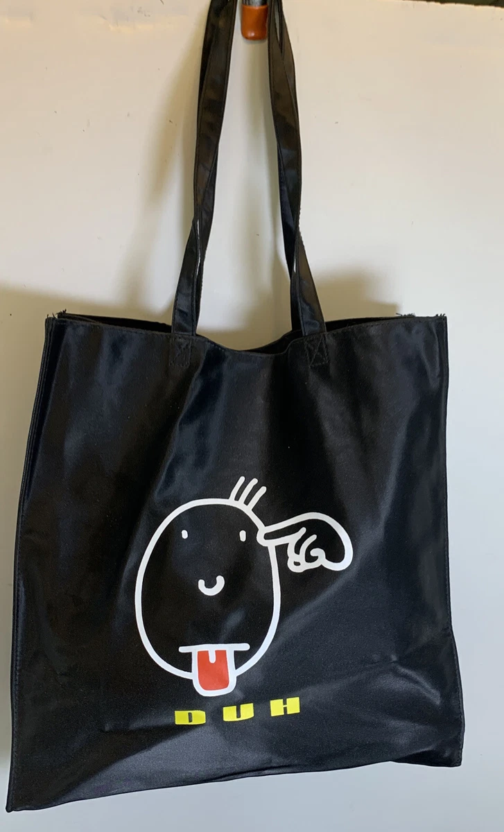 Black vinyl tote bag hotsell