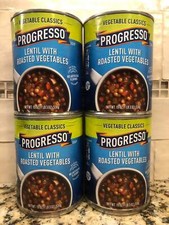 4 CANS Progresso Vegetable Classics Lentil with Roasted Vegetables Soup 19 oz Ca