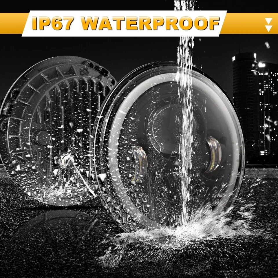 Faro LED de 7" Hi-Lo DRL ámbar intermitente para Plymouth Barracuda 1964-1974 EE. UU. Foto 4 de 4