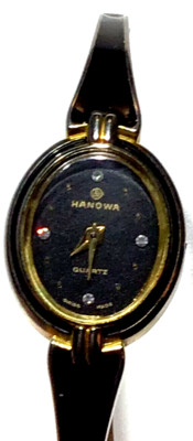 Watch Hanowa Swiss Women's Quartz Diamonds Gold Black Bracelet