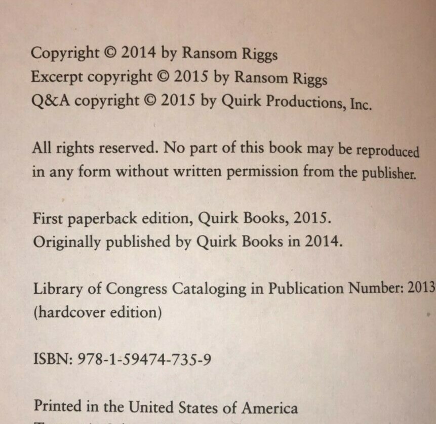 miss peregrine's home for peculiar children hollow city both first