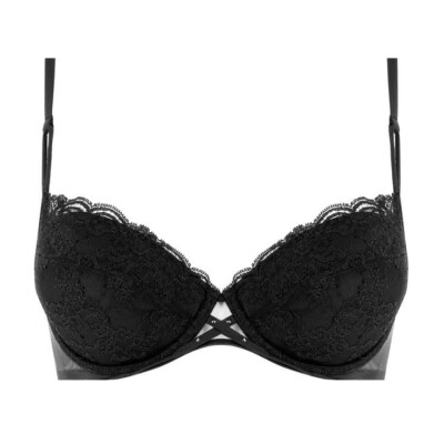 Andres Sarda Plunge BH Gr. UK 32E Tiger abnehmbare Polsterung geformte Spitze - schwarz
