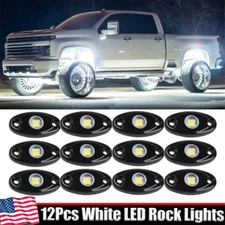 12X White LED Rock Lights Underbody Trail Rig Glow Lamp Offroad SUV Pickup Truck