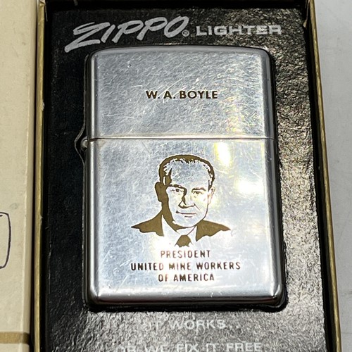 Vintage 1968 Zippo Lighter BOYLE PRESIDENT UNITED COAL MINE WORKERS UMWA - Picture 2 of 10
