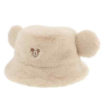 Japan Tokyo Disney Resort Ears Mickey Fluffy Cap Hat Beige 58cm 【US STOCK】