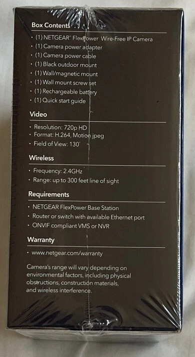 NEW SEALED Netgear Flexpower Wire-Free Onvif IP Cameras VNC4030-111PAS Battery - Image 3 of 4