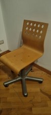 Tumidei - Sedia legno design con rotelle per scrivania 