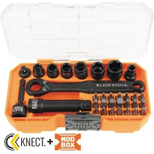 Klein Tools 65300 KNECT 1/4In Drive Impact Rated Pass Through Socket Set, 32-Pcs