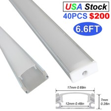 40/50 Pack 3.3FT/1M 6.6FT/2M Aluminum Led Strip Channel U Shape Track and Cover