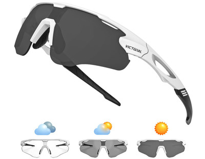Photochromic Cycling Glasses UV Bike Sunglasses TR90 White