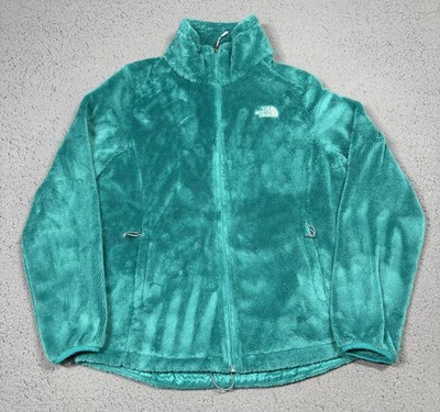The North Face Osito 2 Fleece Jacket Womens Large Green Full Zip Soft Fuzzy