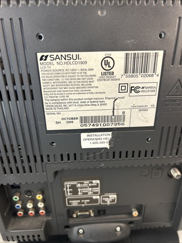 Sansui HDLCD1909 19" 720p HD LCD Small Retro Gaming TV AUX RCA VGA No Remote - Picture 12 of 18