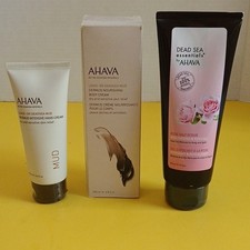 AHAVA Dead Sea Essentials Hand/Body Cream Rose Salt Scrub Set 6.8 oz