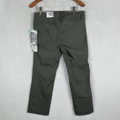 Maurices Smart Capri Pants Womens 3/4 Green Flat Front Mid Rise Stretch NWT - Picture 2 of 12
