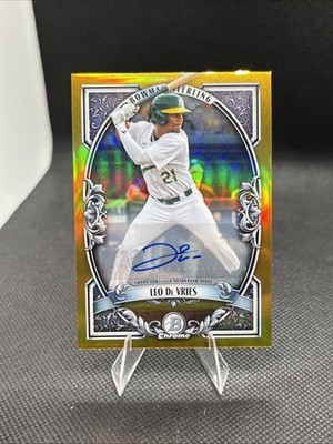 2026 Bowman Sterling Leo De Vries Gold Refractor Auto /50 Athletics SSP Prospect