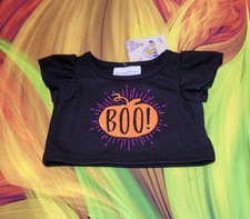 NEW Build-A-Bear Black Orange Pumpkin Halloween BOO T-Shirt Shirt Top Clothes
