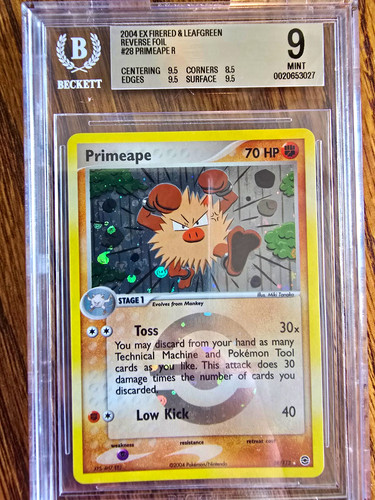 Primeape 28/112 EX FireRed & LeafGreen Reverse Holo Beckett BGS 9
