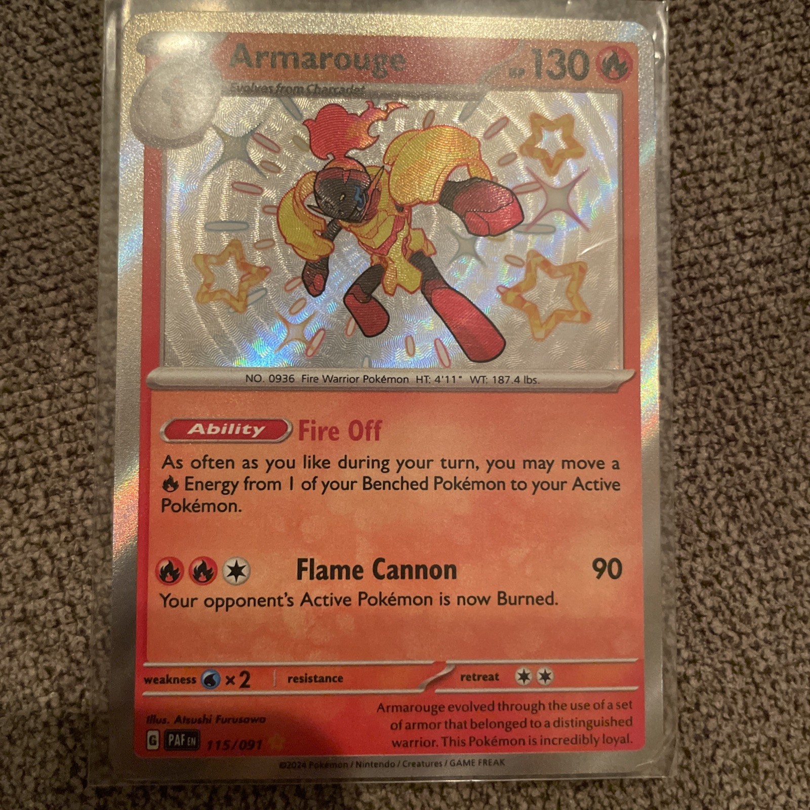 Armarouge 115/091 - SV: Paldean Fates (PAF) Shiny Rare Pokemon TCG NM
