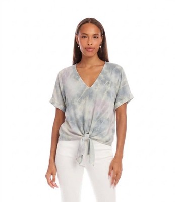 Karen Kane Tess Tie Dye Tie Front Top Cloudy