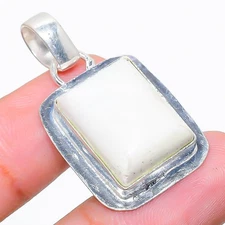 Howlite Jasper Gemstone Handmade 925 Sterling Silver Jewelry Pendant 1.42"