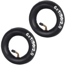 2 Pack 6x2 Heavy Duty Rubber Inner Tubes Bent Valve Stem Scooter Trolley Cart