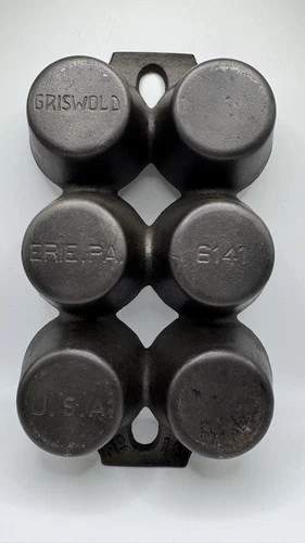 Rare Vintage GRISWOLD No. 18 Cast Iron 6 Cup Muffin - Popover Pan 6141 Bakeware