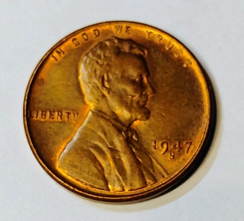 1947 S Lincoln Wheat Cent, Penny, AU