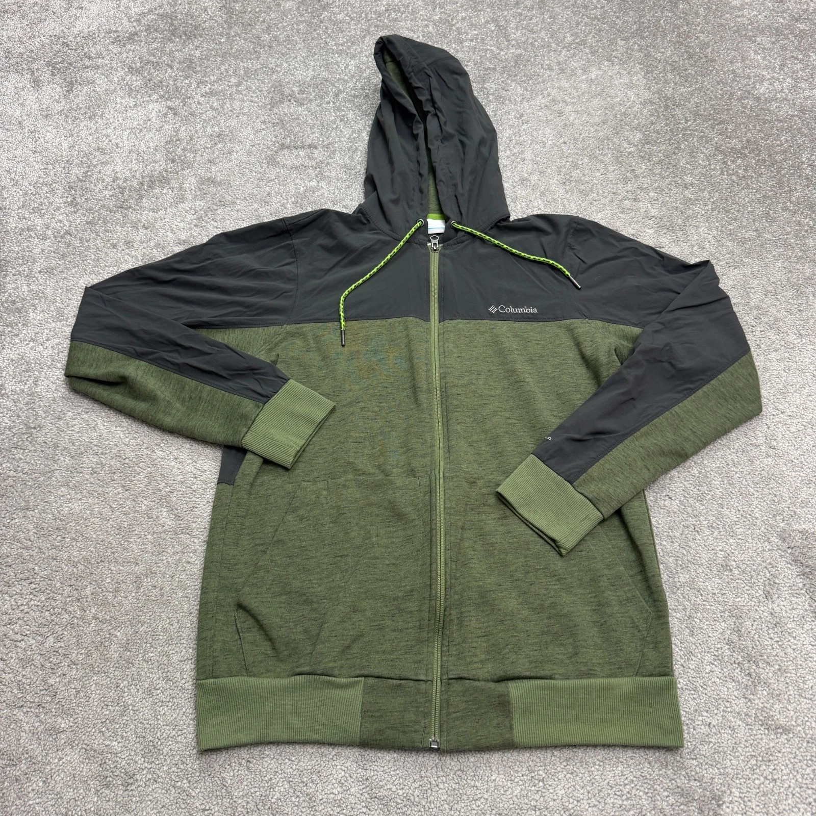 Columbia Omni Shield Hybrid Full Zip Hoodie Sweatshirt Mens Small Green Gray