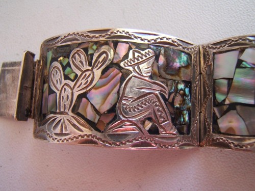 Vintage. MEXIKO MOPP & STERLINGSILBER PANEL ARMBAND PLATA 92 THUNDERBIRD PUNZE - Bild 11 von 15