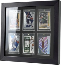 Trading Card Display Case 6 Sport Pokemon TCG Wood Frame + 35PT Magnetic Holders