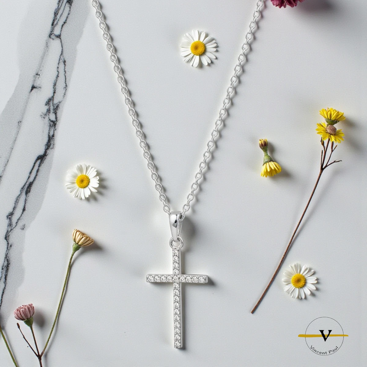 Ciondolo Croce In Argento 925 Con Zirconi Rossi E Bianchi - Exploit - MM 21x3