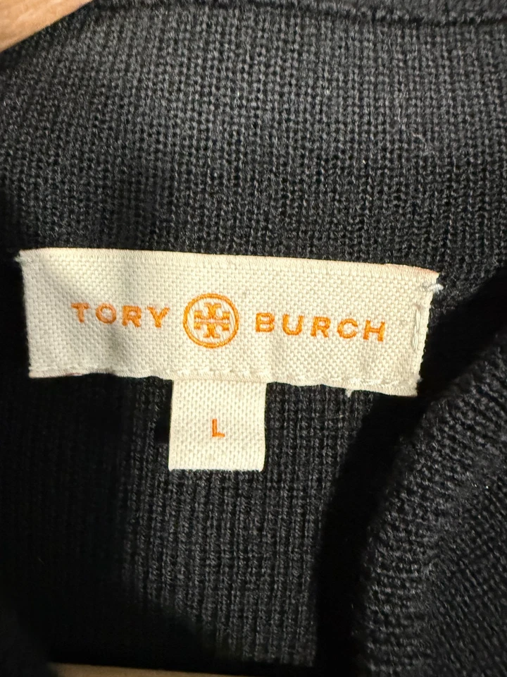 Шерстяная куртка военного назначения Tory Burch женский размер L черная на пуговицах спереди - Изображение 2 из 4