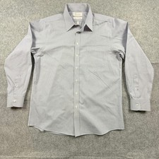 Roundtree Yorke Gold Label Mens 17 34 Blue Stripe Non Iron Slim Dress Shirt