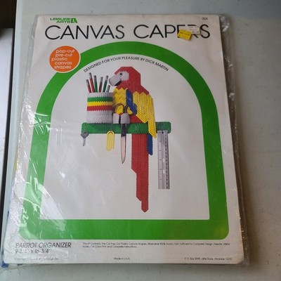 VTG 1981 Leisure Arts Canvas Capers Parrot Organizer Kit 306 ''NEW  Open Pkg 
