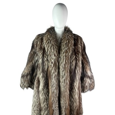 SILVER FOX Swing Coat, Sz 3XL, Huge 98  Sweep, Certified Vintage Fur