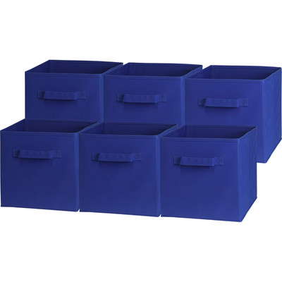 Simple Houseware Foldable Cube Storage Bin, Dark Blue - 6 Pack