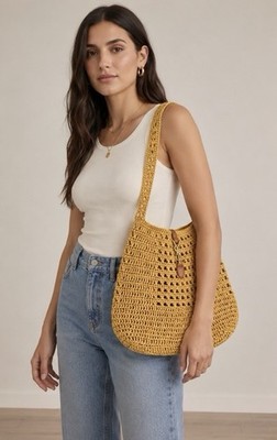 Mustard Yellow Crochet Shoulder Bag