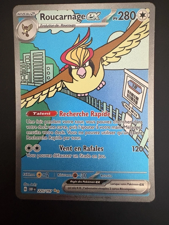 Pokémon JCC Carte Roucarnage ex 225/197 280 PV FR OBF Ultra Rare 2023 Jerky - Photo 1/2
