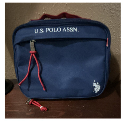 U.S. Polo Assn. Insulated Kids/Teens Lunch Bag Zipper Blue/Red Polyester
