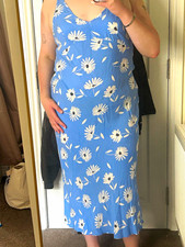 ASOS DESIGN Blue and White Floral Slip Midi Dress - UK 18