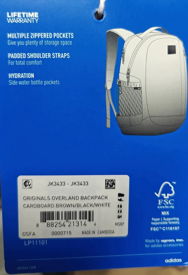 Mochila Adidas Overland papelão marrom preto ou violeta escuro ou verde escuro  - Imagem 3 de 4