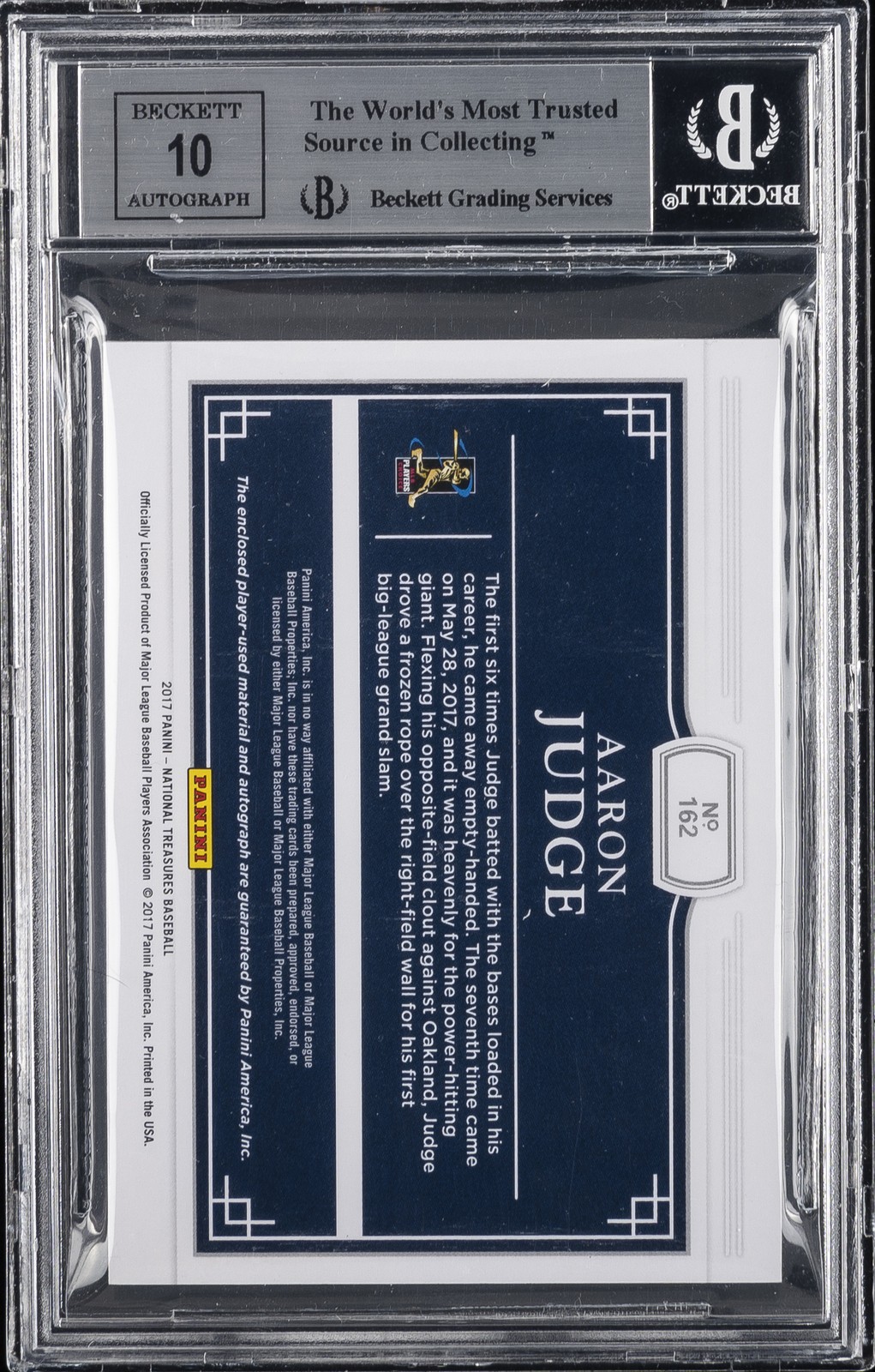 2017 NATIONAL TREASURES RPA HOLO GOLD AARON JUDGE RC 25/25 BGS 8.5 AUTO 10 view 2