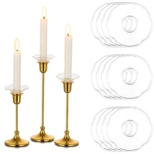 Glass Candlestick Bobeches - Set of 12 Clear Drip Protectors, Unique Wax Drip...