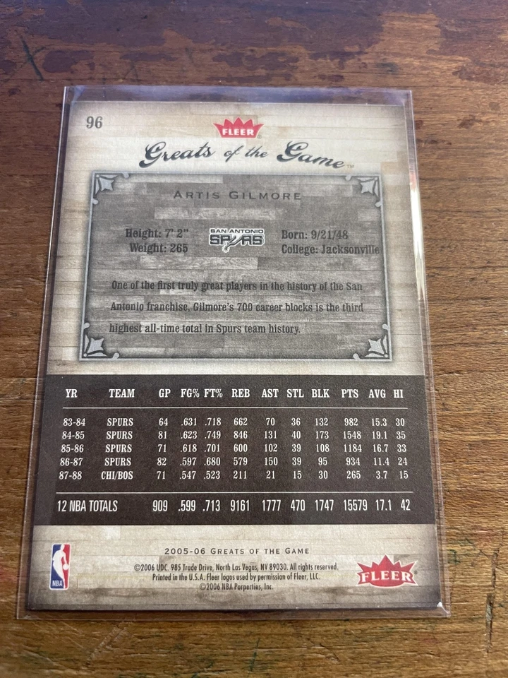 2005-06 Fleer Greats of the Game #96 Artis Gilmore *2133 - Image 2 of 2